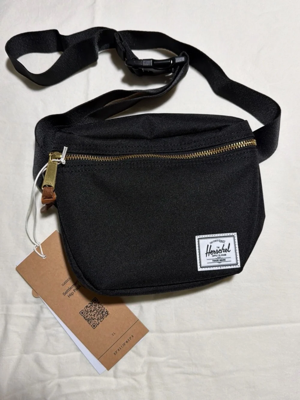 Herschel Supply Company Black Crossbody Waist Pack with Gold Zipper